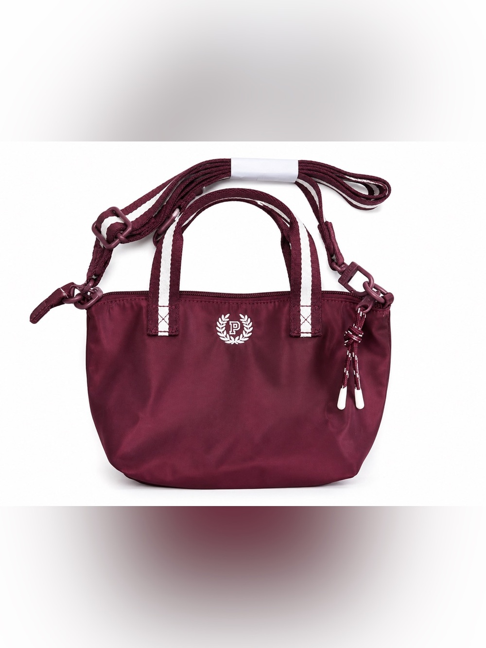 PINK Victoria's Secret Burgundy Mini Nylon Tote Bag Crossbody NWT